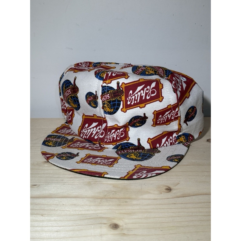 Vintage Schlitz Beer Fitted Trucker Hat Size 7 1/4- 7 3/8 Rare All Over Print